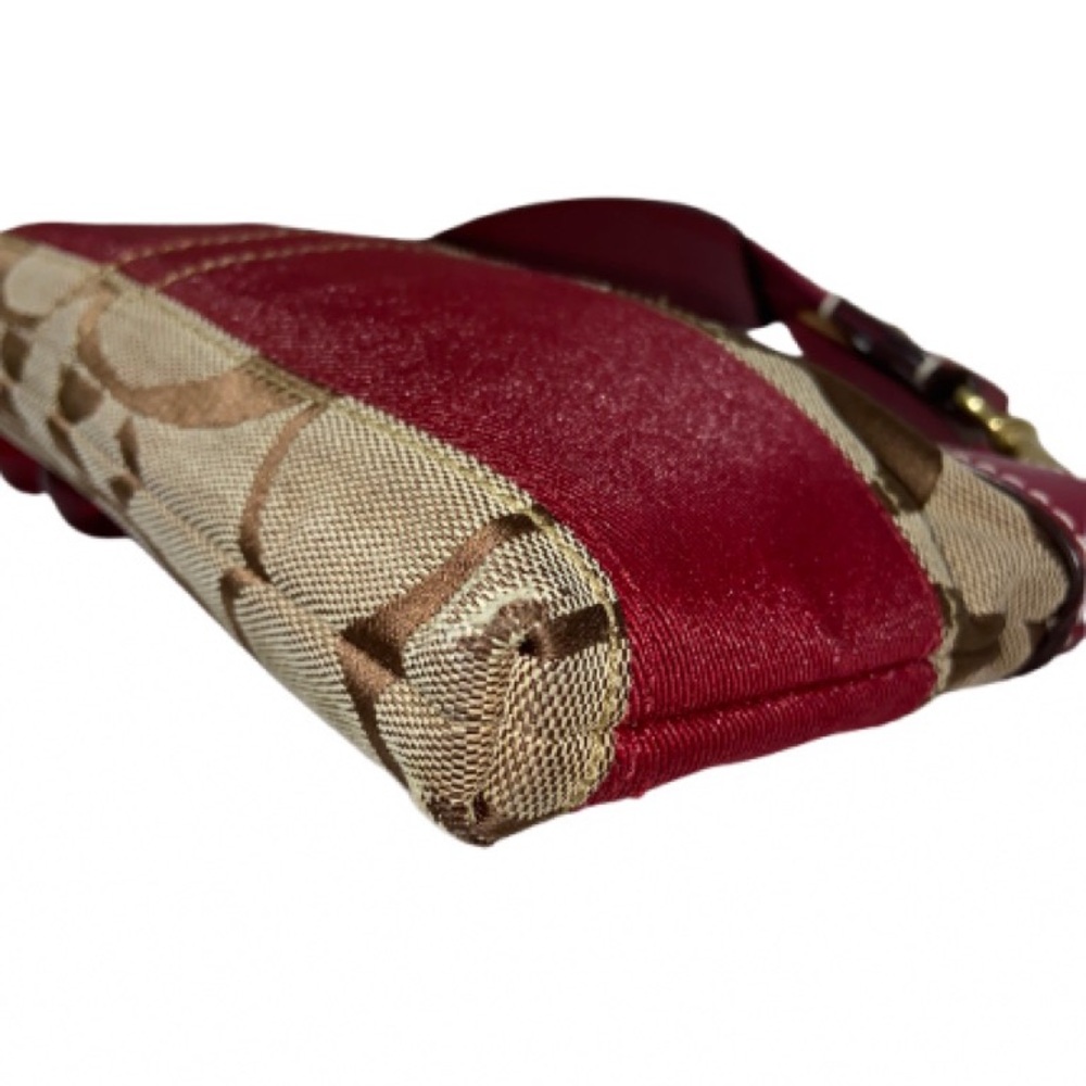 Coach 2006  Signature Canvas Shoulder Bag with Red Trim, card holder & charm - Picture 3 of 10
